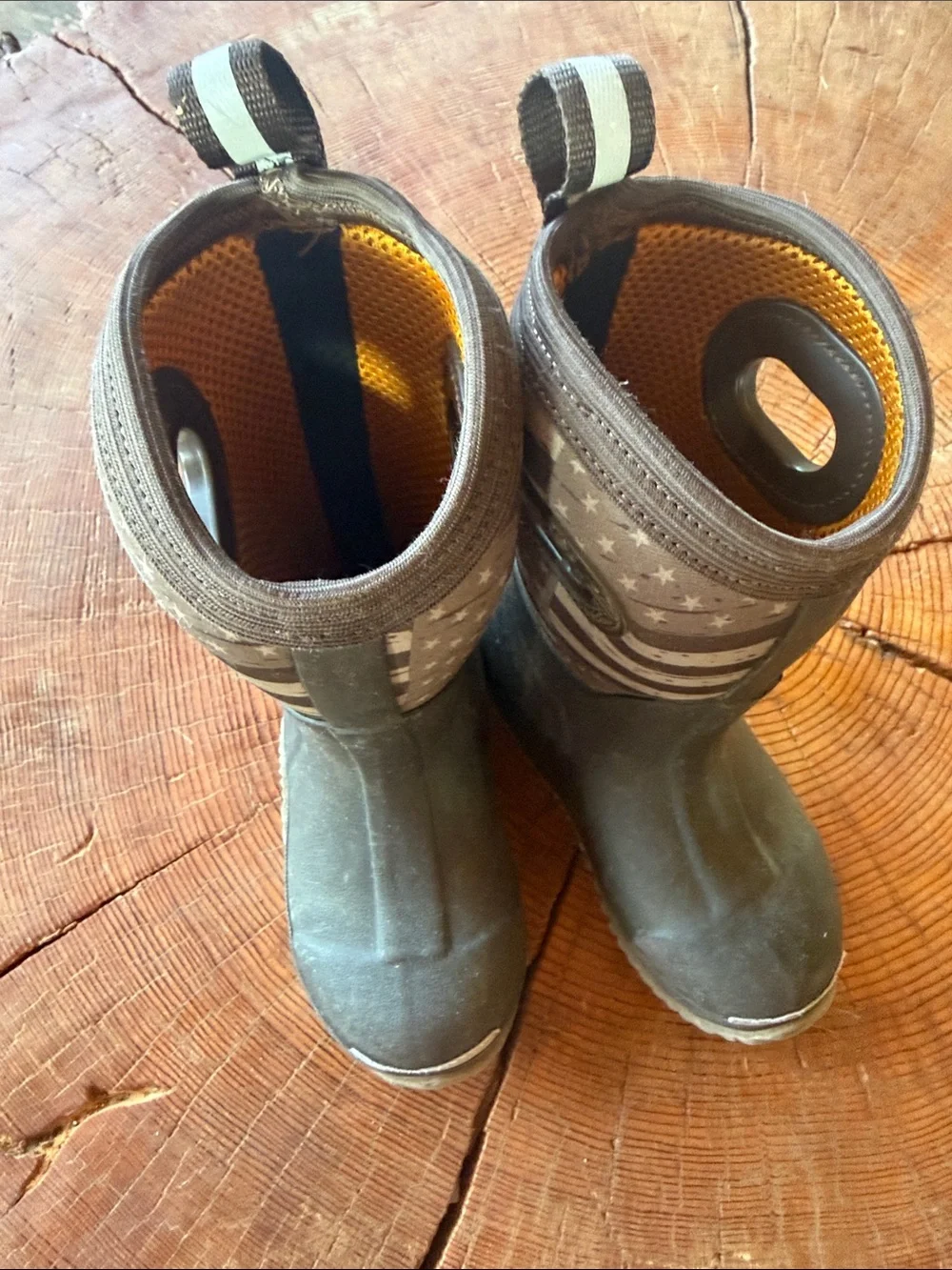 Kids Black Star-Stripe Waterproof Pull-On Boots